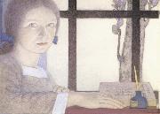 F. Cayley Robinson Lesson Time oil painting